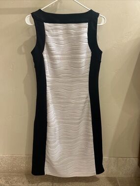 Calvin Klein Black & White Textured Panel Dress